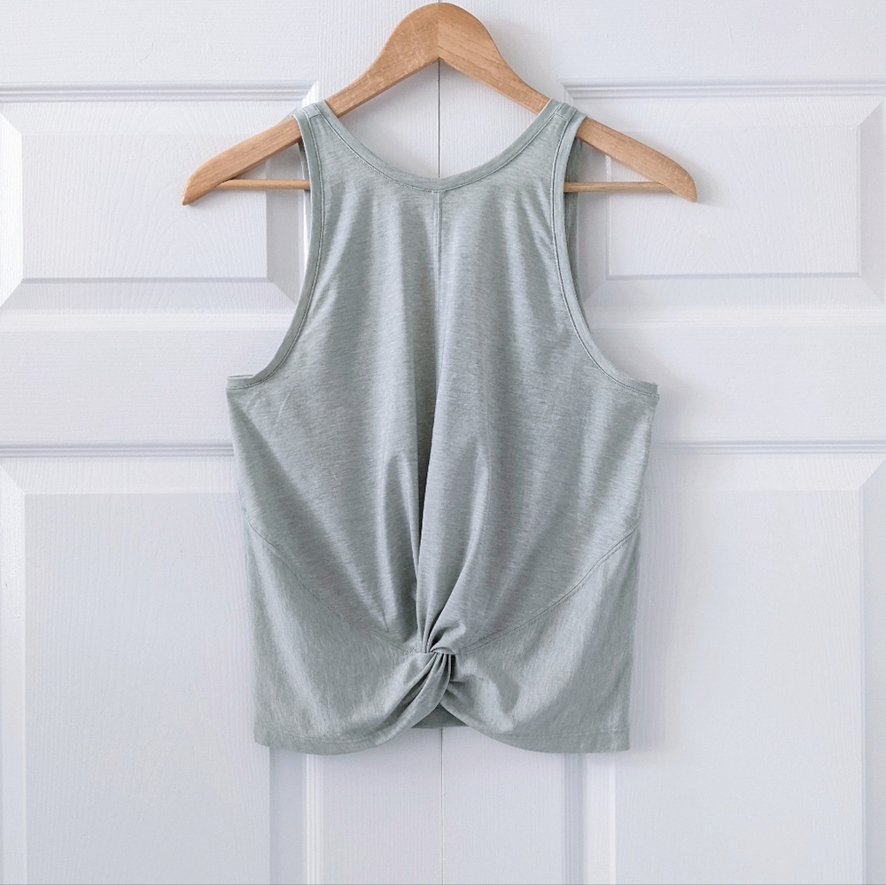 Athleta Essence Twist Front Opal Green Cropped Tank Top | XT2 Anti-Odor | S - Picture 9 of 11